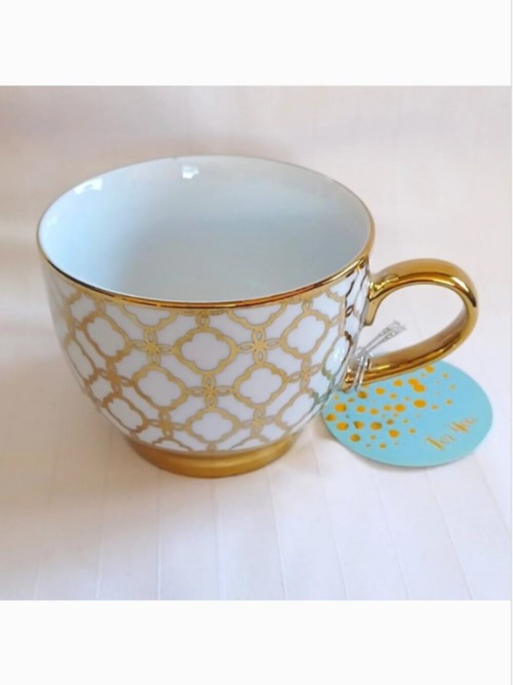 10 Strawberry Street Gold Oversized Tea Cup NEW
